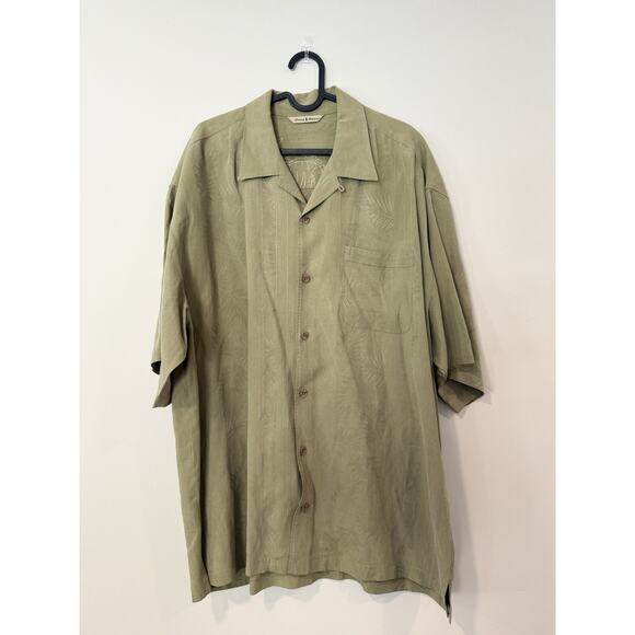 Tommy Bahama Hawaiian Men's XL Silk Linen Blend Green Button Up Shirt 2253 - Picture 2 of 10